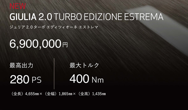 限定車 Giulia Stelvio Estrema 株式会社ワールドモータースグループ